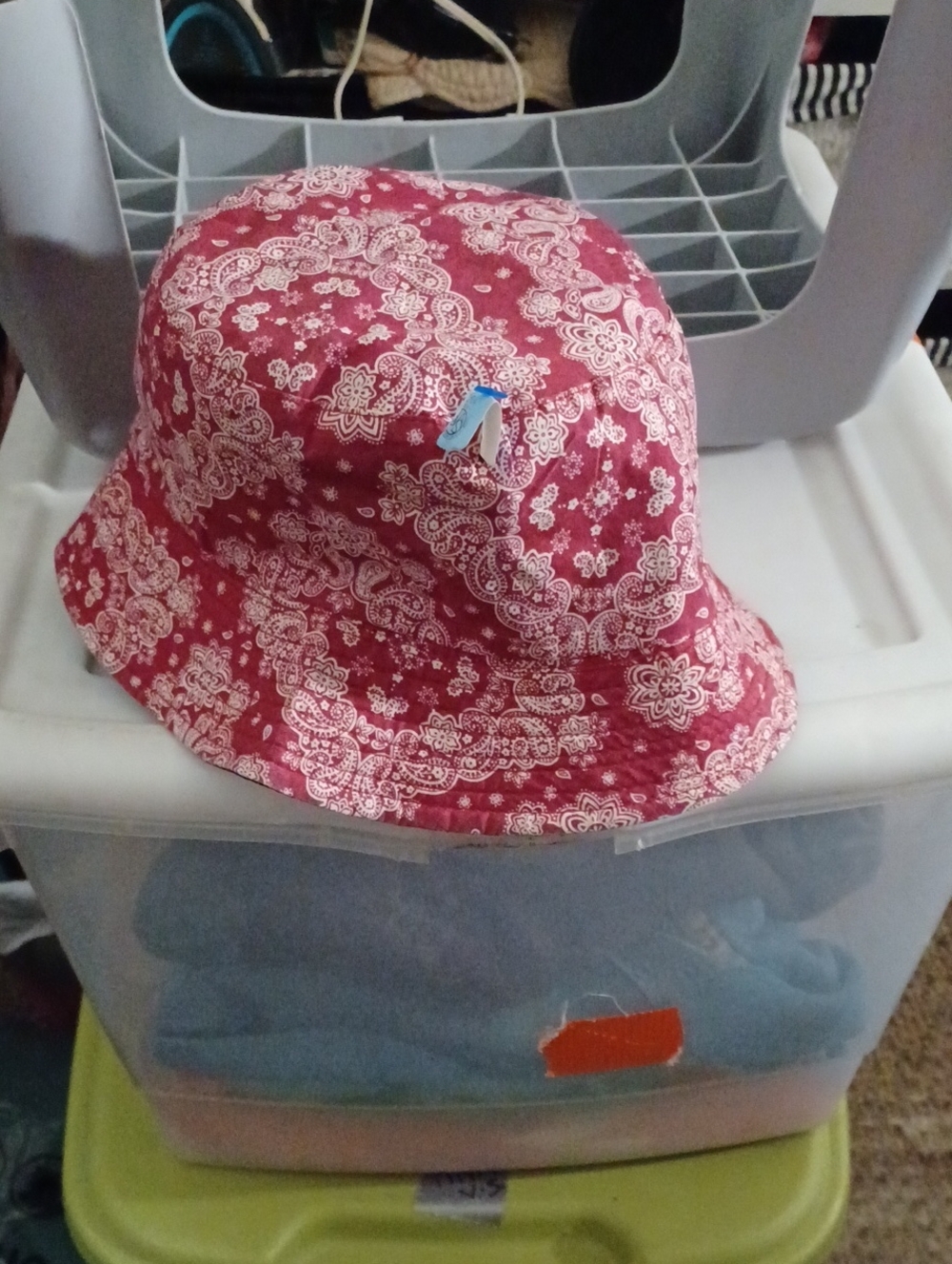 2/$10 Reversible Red Paisley/ Black Bucket Hat